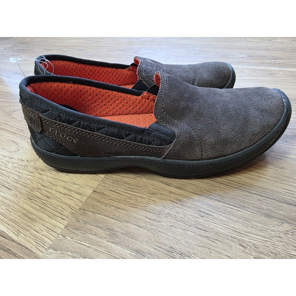 Crocs Womens Loafers Size 8 Brown Suede‎ Slip On Shoes Comfort
